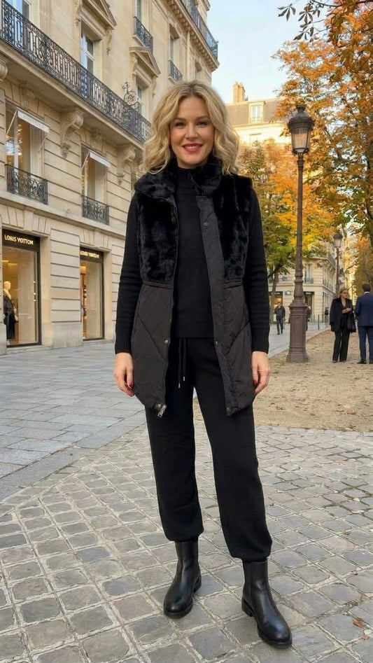 ONYX | Black Three-Piece Knit Set with Vest