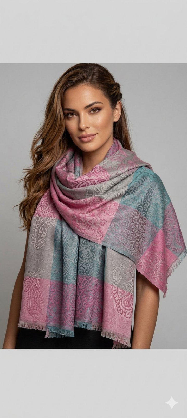 RELIEF SCARF | Textured Fuchsia & Grey Luxury Scarf