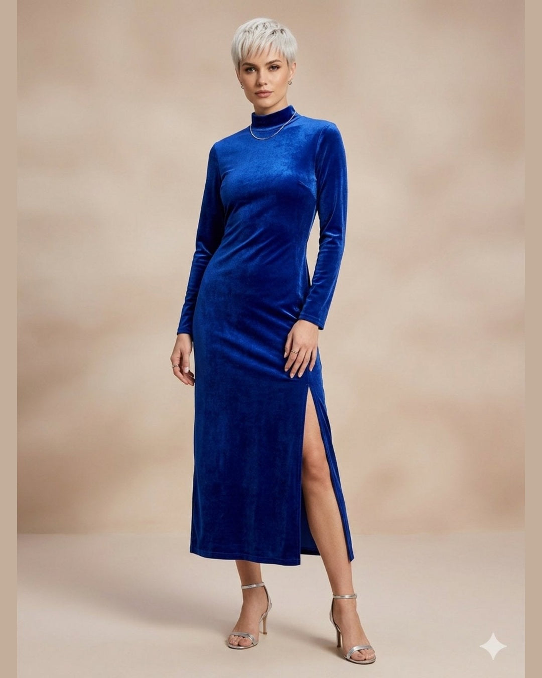 BLUE VELVET | Maxi Slit Dress Onesize