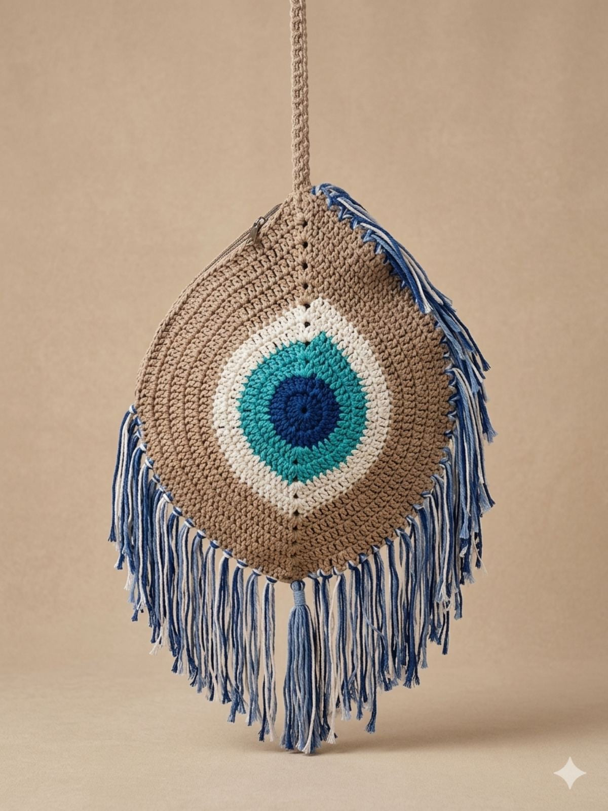 EYE SUMMER KNIT BAG | Knit Bag with Evil Eye & Fringe