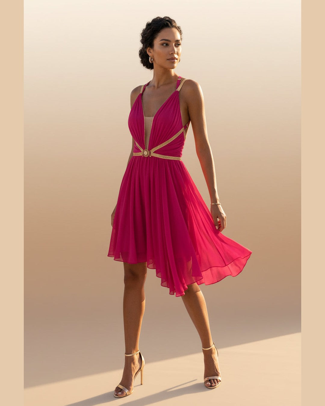 APHRODITE DRESS | Fuchsia Draped Mini