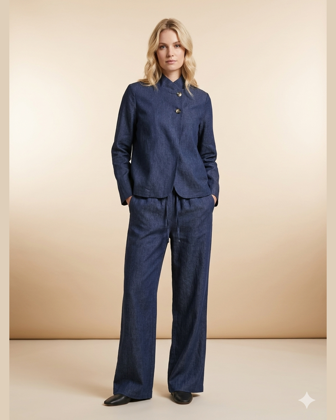 DARK BLUE BUTTON UP | Button-Up Shirt & Trousers Co-ord Set