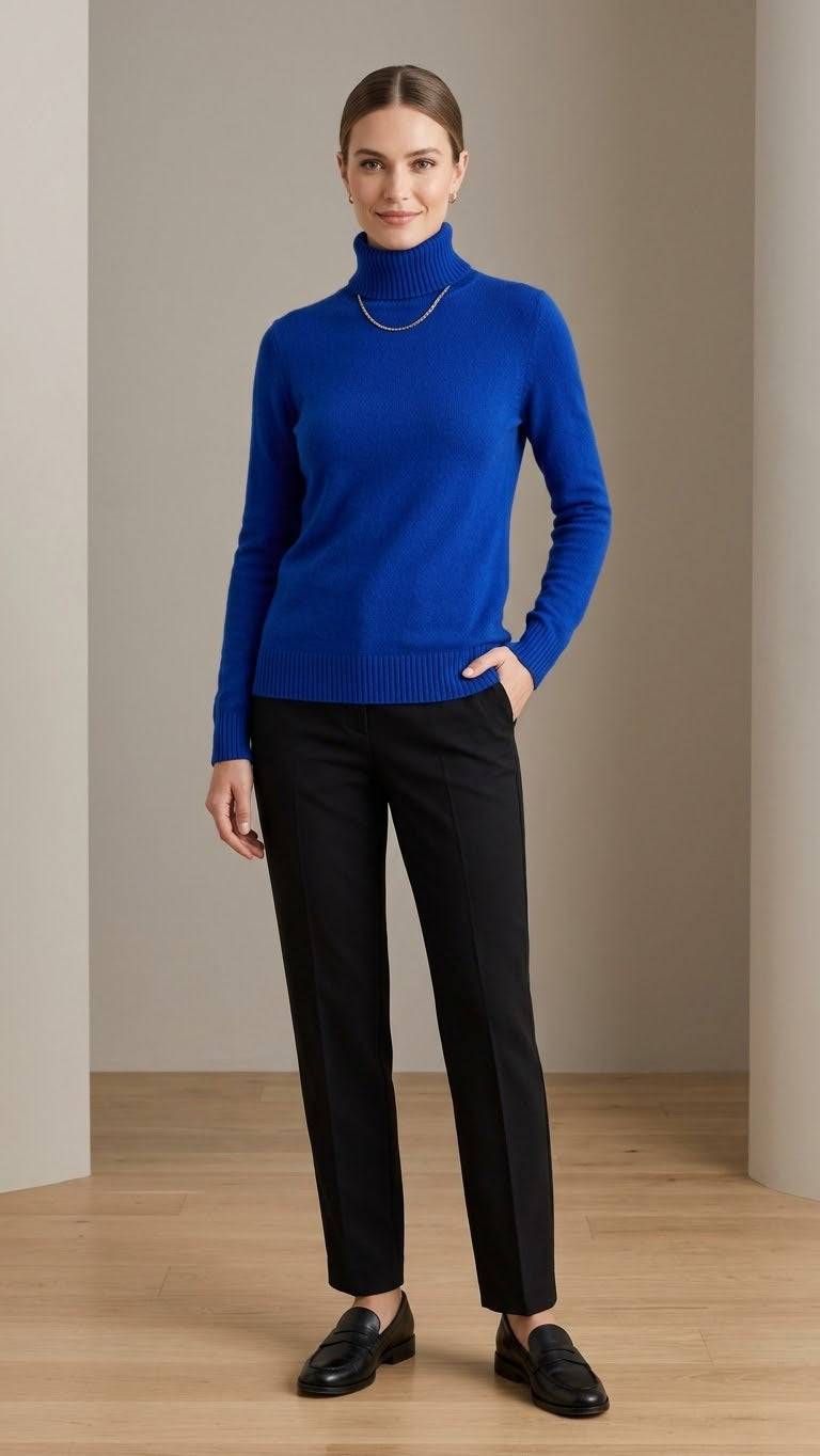COBALT | Blue Turtleneck Knit Sweater