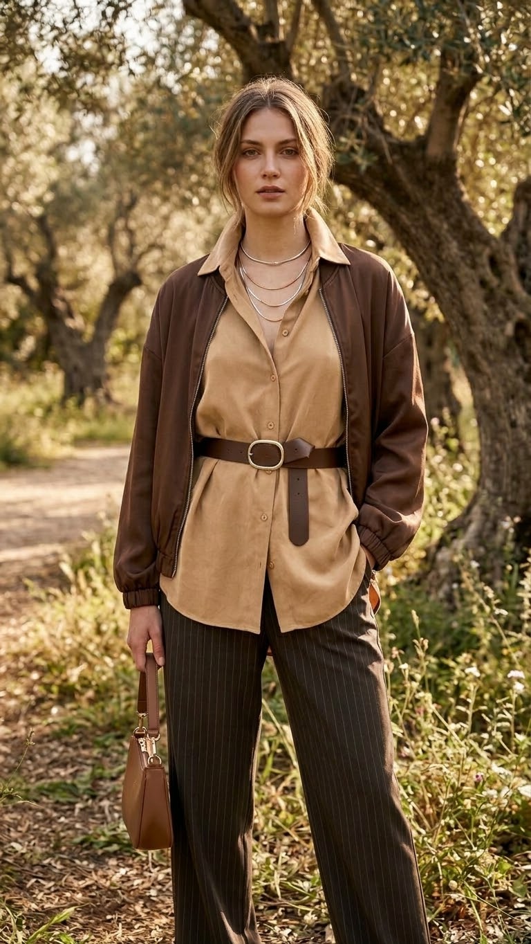 SAND | Camel Lyocell Button-Up Shirt