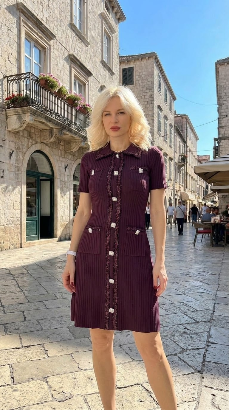 VIOLET | Plum Ribbed Mini Dress