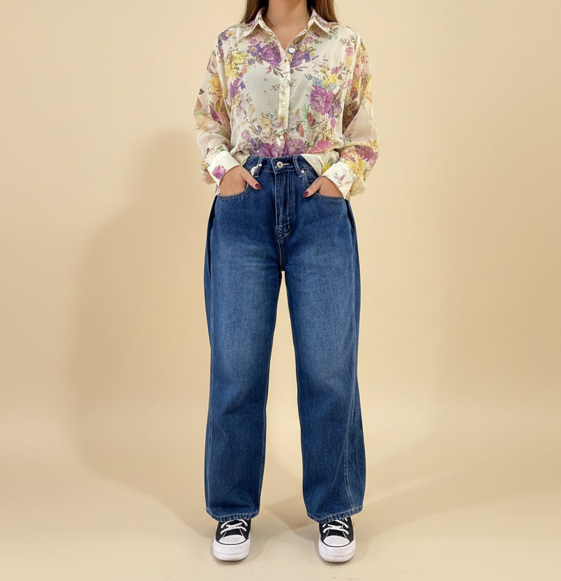 LEOPARD DETAIL DENIM | Μπλε Τζιν με Λεοπάρ Λεπτομέρεια Size L