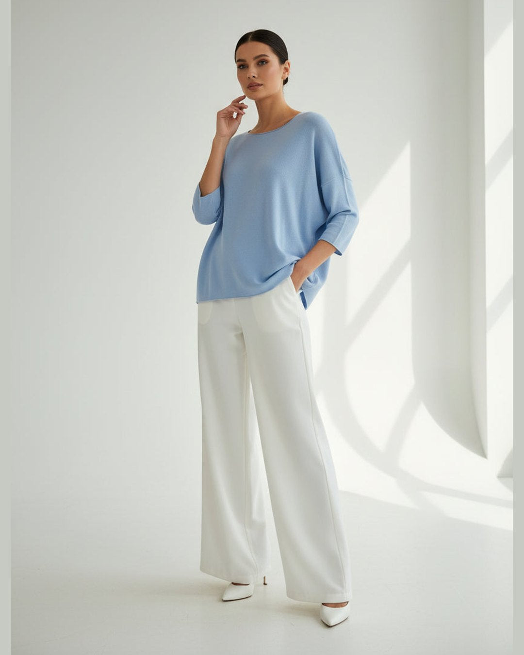 LIGHT BLUE KNIT TOP | Γαλάζιο Oversized Πουλόβερ One Size