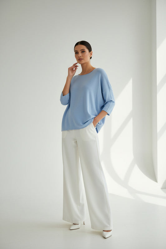 LIGHT BLUE KNIT TOP | Γαλάζιο Oversized Πουλόβερ One Size