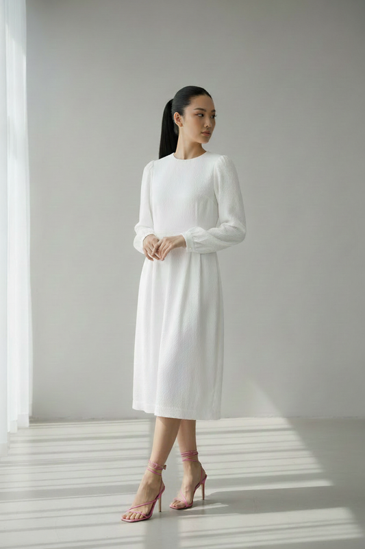 WHITE MIDI DRESS