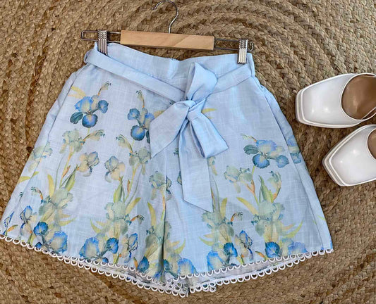 BABY BLUE FLOWER SHORTS