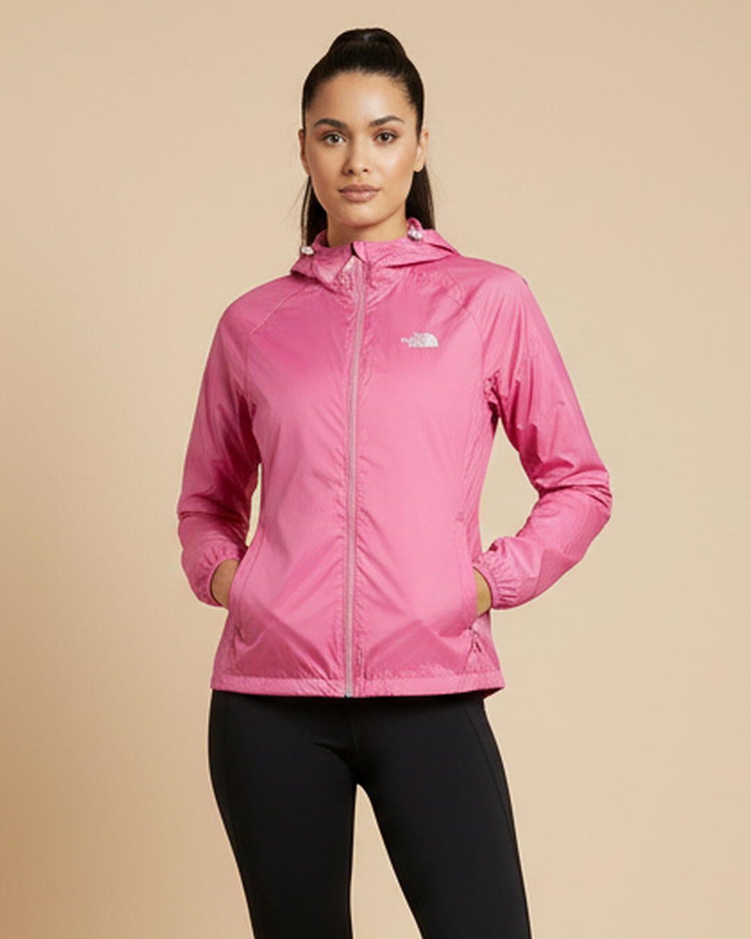 The North Face Pink Lightweight Jacket on Model