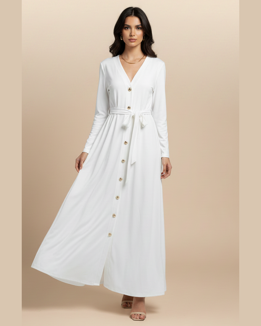 White Maxi Dress on Model